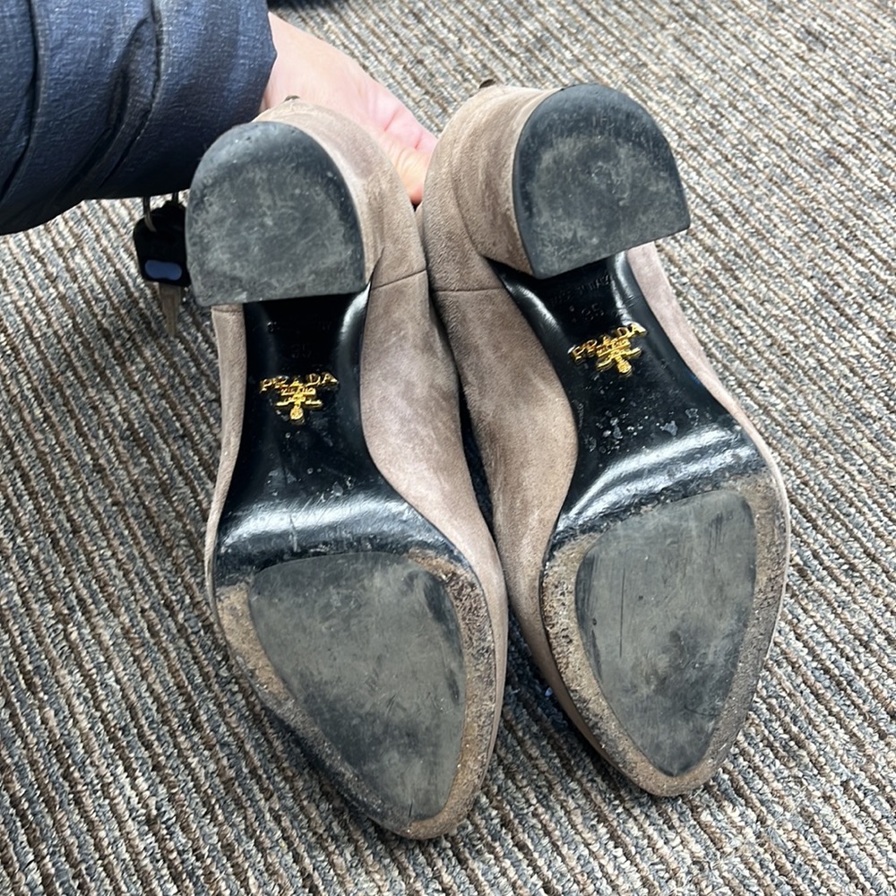 Prada Taupe Suede Ankle Boots - Picture 6 of 6